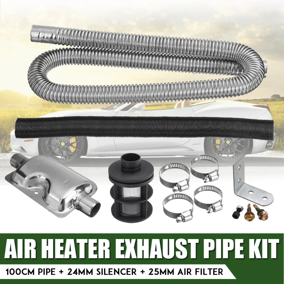 Stainless Exhaust Muffler Clamps Bracket Gas Vent Hose Portable Pipes  Silence For Air Diesel Heater