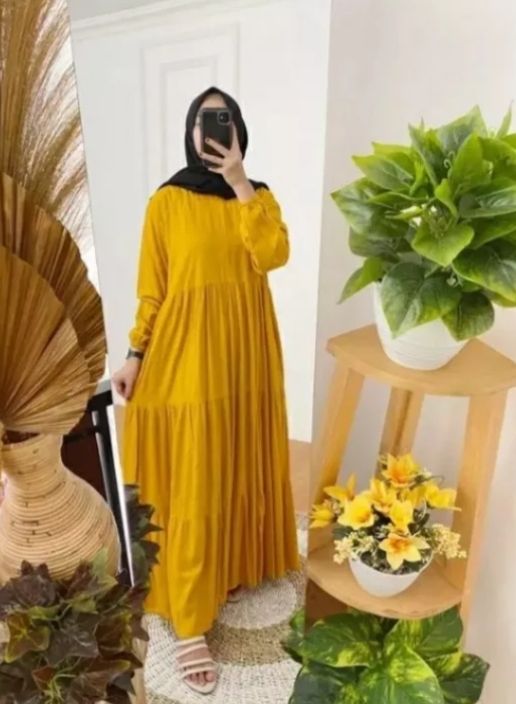 GAMIS CANDA SUSUN REMPEL JUMBO //GAMIS SUSUN KATUN POLOS TERBARU