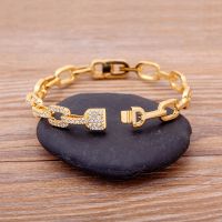 New Arrival Luxury Stackable Statement Gold Bangle for Women Wedding Cubic Zircon Crystal CZ Dubai Gold Plated Bracelets Gifts