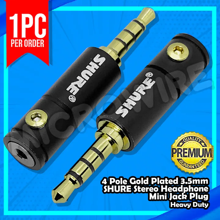 4 Pole 3.5mm SHURE Stereo Headphone Mini Jack Plug Lazada PH