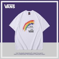 ▣✹ Vance ใหม่ เสื้อยืดแขนสั้น พิมพ์ลายสายรุ้ง ทรงหลวม สีพื้น แฟชั่นฤดูร้อน สําหรับผู้ชาย และผู้หญิง