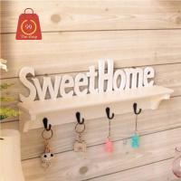 ชั้นตกแต่งผนัง Sweet home แบบมีที่แขวน - สีขาว DIY ชั้นวางของ ชั้นวางของติดผนัง ชั้นวางของ