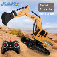 HelloKimi RC Excavator Toys 2.4G Remote Control 360° Rotation Engineering Vehicle Toy 1:24 Excavator 5CH Plastic 6CH Alloy Electric Excavator Construction Bulldozer Truck Toys