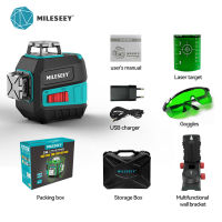 Mileseey Laser Level L6 5/12 Lines Leveling Tools 360° Rotary 3d Green Laser Self-leveling Horizontal Instrument Laser Leveler แนวนอนและแนวตั้งในร่มกลางแจ้งชุดเครื่องมือก่อสร้าง