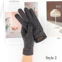 Winter Male Solid Color Gloves Handmade Wool Knit Thicken Elastic Gloves Non slip Touch Screen Warm Full Finger Mittens