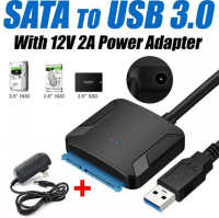 2.5/3.5 นิ้วUSB 3.0 SATAแปลงสายเคเบิล 22pin SataIII To USB3.0 อะแดปเตอร์สำหรับHDD SSDคุณภาพสูงการจัดส่งอย่างรวดเร็ว