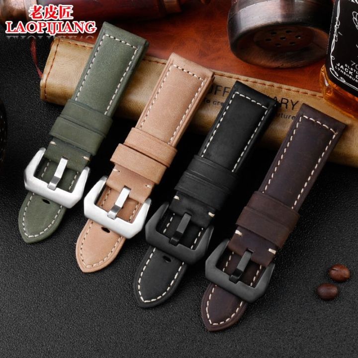 hot-sale-alternative-matte-leather-watch-strap-mens-handmade-pam111-441-crazy-horse-22mm