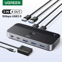 Ugreed สวิตช์ KVM 3.0สวิตช์ USB USB KVM สำหรับเครื่องพิมพ์เมาส์แป้นพิมพ์พีซี2ชิ้นใช้ร่วมกัน4สวิทช์ USB อุปกรณ์