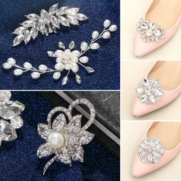 Shoe Clip Rhinestones Pearls Crystal Jewelry and Pearls Shoe Clips  Decorations