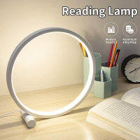 UNHO โคมไฟตั้งโต๊ะ Round LED Table Lamp with 3 Lights โคมไฟอ่านหนังสือ หรี่แสงได้ ช่องเสียบ USB โคมไฟข้างเตียง