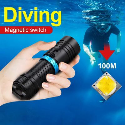 D2 Powerful L2 Diving LED Flashlight Dive 200M Waterproof Underwater Camping Lanterna Torch Lamp Stepless Dimming By 18650 26650 Rechargeable Flashlig