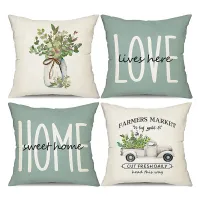 Farmhouse Pillow Covers 18X18 Set of 4,Eucalyptus Leaves Decorations Home Decor Cushion Case for Home