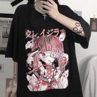 Korean women t-shirt top Harajuku Summer Short sleeve Plus size loose dropshipping vintage punk Anime cartoon print เสื้อยืดคอตตอนฤดูร้อน S-5XL