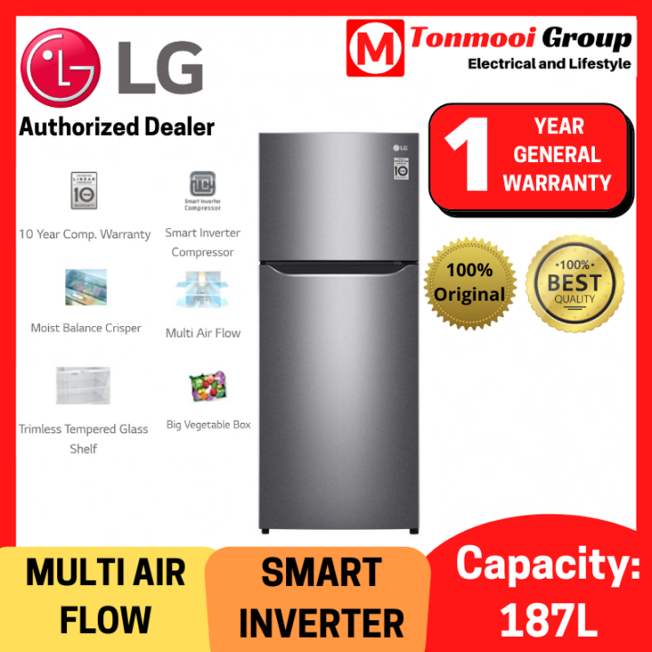 LG 205L Fridge/Refrigerator Top Freezer with Multi Air Flow & Smart Inverter Compressor, Dark