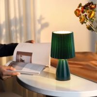 Nordic INS Pleated Retro Bedroom Bedside Small Night Light Girl Atmosphere Light Bedside Table Decoration Milkshake Table Lamps