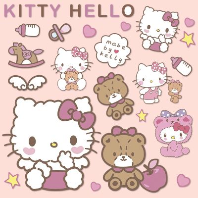 ❀ Cartoon Cute Hellokitty Stickers Luggage Laptop Ipad Tablet Stickers Electric Car Stickers Waterproof Childrens Holiday Gifts