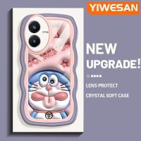 YIWESAN เคสสำหรับ VIVO Y22 Y22s ลายการ์ตูนดาวสีชมพูโดราเอมอนขอบคลื่นเคสมือถือกันกระแทกแบบใสนิ่มที่โปร่งใสลายกล้องถ่ายรูปอย่างสร้างสรรค์เคสซิลิกาเจลฝาครอบป้องกัน