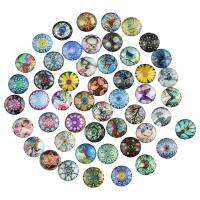 TEEQDFA 50Pcs 50รูปแบบ Cabochons แก้วพิมพ์ลาย กระจกสำหรับผู้หญิง 12mm ครับ หมุนแก้ว cabochons กระเบื้องโมเสค ครึ่งรอบ พลอยโดมแบน ทำเครื่องประดับ DIY