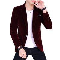 ZZOOI 2021 Mens Fashion High Quality Regular Slim Fit Gold Velveteen Blazers Male Smart Casual Business Wine Red Wedding Suit Jackets