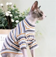 ZZOOI Classic Stripe Cotton Cat Clothes Spring Summer Cat Dresses Sphynx Cat Apparel Hairless Cat Outfits