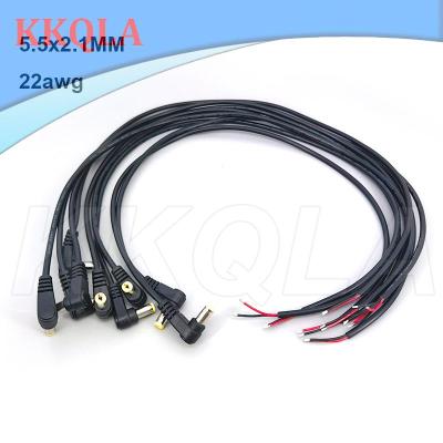 QKKQLA 0.25/0.5m 2pin DC MALE Power Connector Plug pigtail 5.5x2.1MM 22AWG 3A Right angle 90 degrees wire Cable Black Charging Elbow