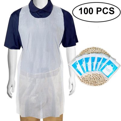 100pcs/set White Disposable Cleaning Apron Transparent Easy Use Kitchen Aprons For Women Men Kitchen Cooking Apron/Gloves Aprons