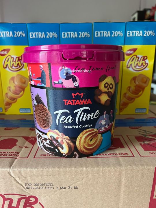 คุกกี้-คุ๊กกี้ถังทาทาวา-tatawa-tea-time-assorted-cookies-คุ๊กกี้-รวม4รสชาติใน1ถัง-400g-บิสกิต-ทาทาวา-คุกกี้เนย-คุกกี้รวม