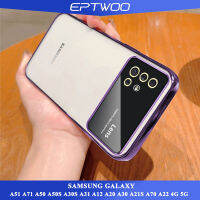 EPTWOO เคสหน้าต่างขนาดใหญ่เคลือบอิเล็คโทรเพลทสำหรับ Samsung Galaxy A51 A71 A50 A50S A30S A31 A12 A20 A30 A21S A70 A22 4G 5G เคสโทรศัพท์พร้อมเลนส์เต็มรูปแบบป้องกันกล้อง TPU เนื้อนิ่มโปร่งใสใสกันกระแทก MM-07