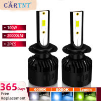 CarTnT 2PCS 100W Super H4 LED ไฟหน้า Mini H3 LED H7 H8 H9 H11 HB3 HB4 9005 9006 H1 H27 880อัตโนมัติ880 881 H3 Turbo หลอดไฟ Led 12V 24V ไฟรถไฟหน้าสีขาว