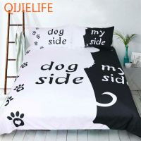 Black White Dog Cat Side My Side bedding sets US Twin Full Queen King Size 3 pcs Bed Linen Couples Duvet Cover Set Pillowcase