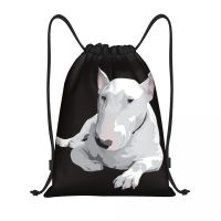 Bull Terrier กระเป๋าเป้สะพายหลังแบบมีเชือกผูกสำหรับผู้หญิงผู้ชายกระเป๋าใส่ถุงช้อปปิ้งพับได้สำหรับไปยิมเล่นกีฬา