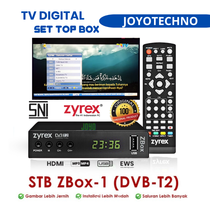 Set Top Box TV Tabung TV LED Digital Zyrex ZBox Go Sunpluss Kominfo