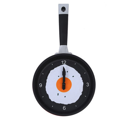 Frying Pan Clock with Fried Egg - Novelty Hanging Kitchen Cafe Wall Clock Kitchen