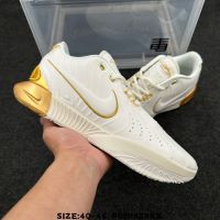 HOT Original ΝΙΚΕ LeBr0n 21 Fashion MenS Practical Basketball Shoes All Match Breathable And Cushioned Sports Shoes White Golden