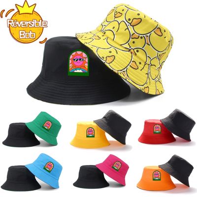 【YF】 Reversible Bob New Sun Mark Summer Bucket Hats Men Women Boys Girls Cotton Fisherman Caps Outdoor Anniversary Chapeau Panama Hat