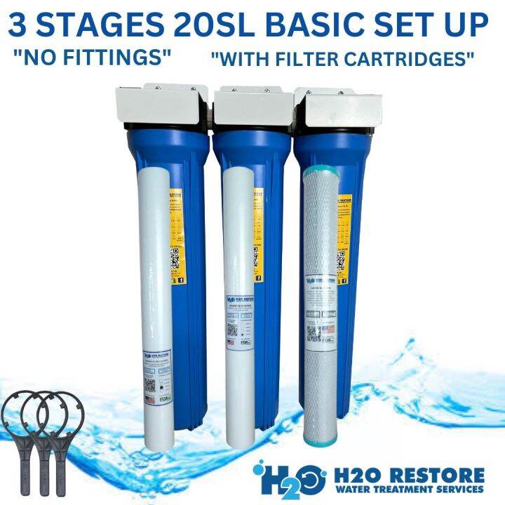 Water Filter 3 Stages H2O RESTORE Basic Complete Set Up 20SL with 2 ...