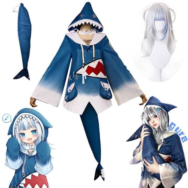 Anime Costumes Hololive Gawr Gura Cosplay Costume ENG Shark Costume ...