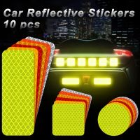 10pcs Car Stickers  Reflective Warning Safety Tape Anti-Collision Warning Reflective Stickers Car Trunk Decoration Accessaries Car Door Protection