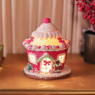 [wondering] LED Christmas Candy House เครื่องประดับคริสต์มาส PVC น้ำหนักเบา Creative Gift 6X13 Cm