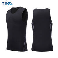 TINO. เสื้อกีฬาผู้ชาย เสื้อกั๊กบีบอัด เสื้อกล้ามคอกลมสีดำ [สินค้าพร้อมส่ง / กทม]