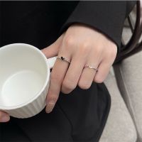 2PCSSet Simple Thin Circle Design Black Love Ring Index Finger Ring Tail Ring