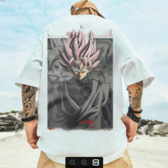 อะนิเมะ เสื้อยืดสำหรับคุณผู้ชาย สีดำ แรงบันดาลใจจาก Goku ผ้าฝ้ายทรงหลวม เสื้อผ้า เสื้อ