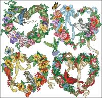 2021Four seasons heart-shaped bird garland Counted Cross Stitch 11CT 14CT 18CT Cross Stitch Kits Embroidery Needlework Sets