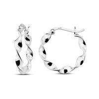 Twisted Plain Hoop Earring 925 sterling silver,Classic Silver Plain Hoop Earring with safe lock ,ต่างหูห่วงบิดเงิน 925,24mm