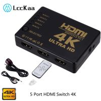 ตัวสลับสัญญาณ Lcckaa HDMI 4K HD1080P 5พอร์ตตัวแยกสวิตช์ HD เลือกพอร์ตพร้อมฮับ IR ควบคุมระยะไกลสำหรับ HDTV DVD กล่องทีวี