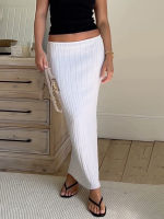 Tossy Summer Knit Long Skirt Women y Holiday Party Beach Cove-Up Midi Skirts Dropped Waist See Through Wrap White Maxi Skirt