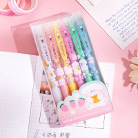 6pcs Peach Sweet Pie Press 0.5mm Gel Pen Ins Metal Clip Ball Bullet Head High-end Note Special Water Pen Stationery