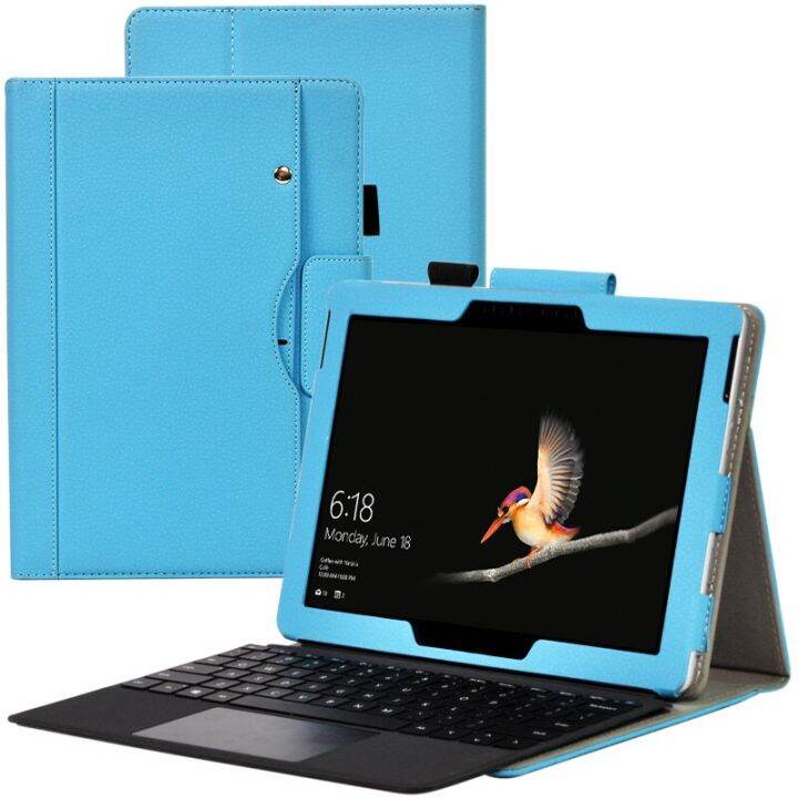 เคสแบบพับปิดได้หนังสือธุรกิจสำหรับ-microsoft-surface-go-แท็บเล็ตขนาด10-1นิ้วเคสป้องกันแขนพร้อมสายคล้อง-h-กระป๋องวางคีย์บอร์ด