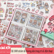 Bộ 1000 sticker dễ thương dán trang trí sổ. điện thoại. cốc