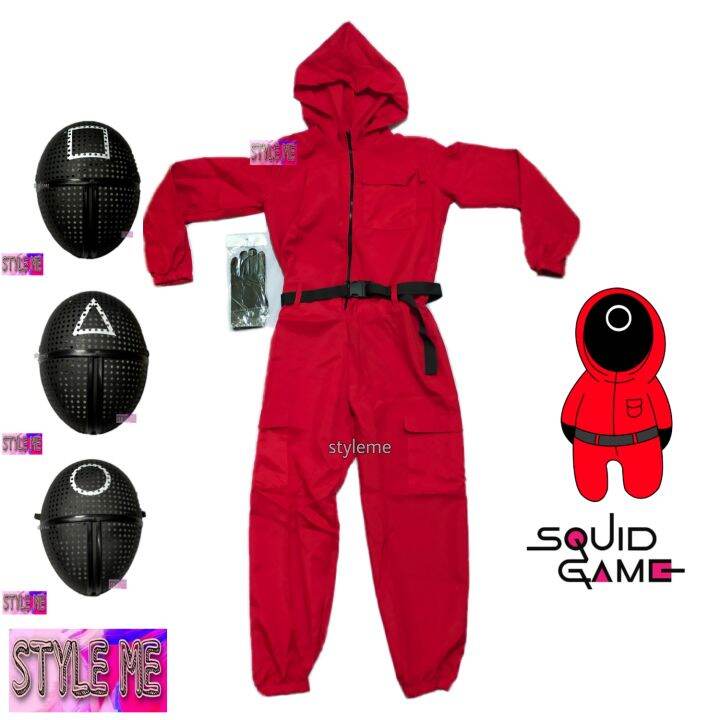 SQUID GAME JUMPSUIT COSTUME WITH MASK, BELT AND GLOVES FOR ADULT